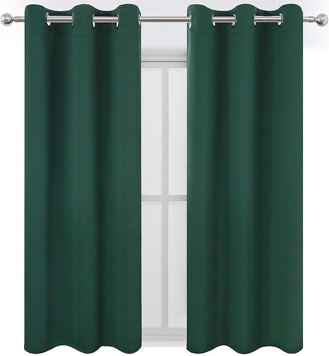 LEMOMO Dark Green Blackout Curtains/42 x 63 Inch/Set of Two Panels Grommet - Image 3