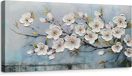 Anolyfi White Textured Flowers Wall Art by Anolyfi