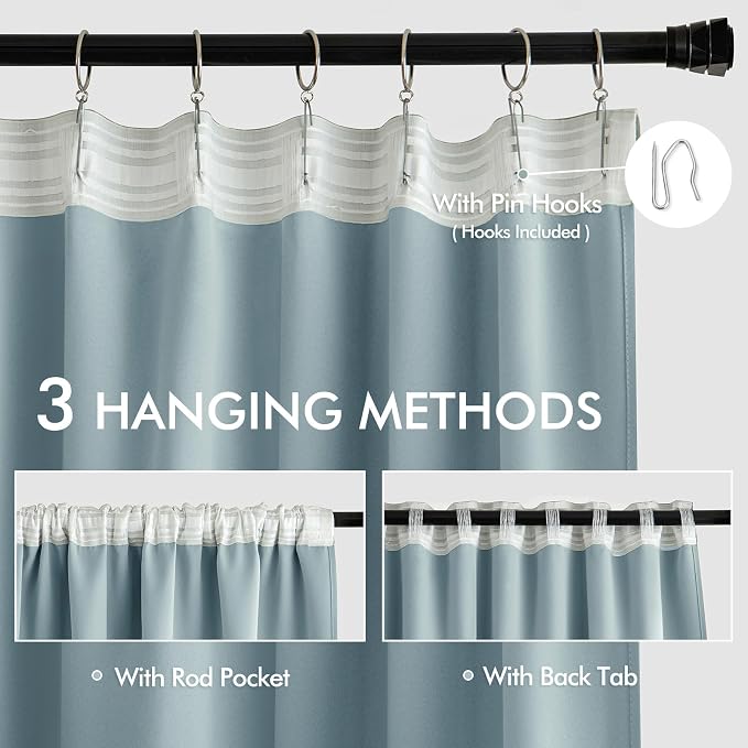 MIULEE Slate Blue Back Tab Blackout Curtains 84 Inch Length 2 Panels Set - Image 3