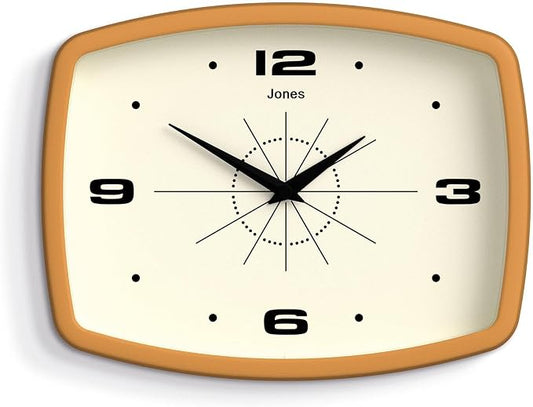 JONES CLOCKS® Movie wall Clock | Retro Rectangular Clock | 10 inch | Mustard by JONESCLOCKS