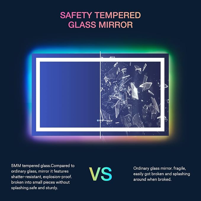 LOAAO 72X32 Inch RGB LED Bathroom Mirror - Image 7
