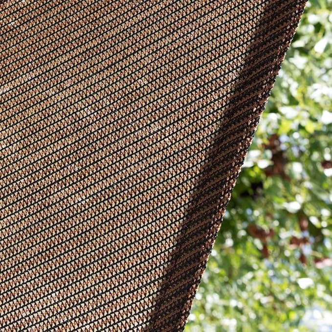 Amgo 18' x 18' x 18' Brown Triangle Sun Shade Sail Outdoor Canopy Awning UPF50+ AGTAPRT12, 95% UV Blockage, Water & Air Permeable, Commercial Standard Heavy Duty (We Make Custom Size)