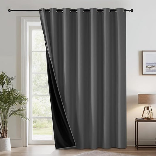RYB HOME Extra Wide 100% Blackout Patio Door Curtain 96 inch Long, Grommet Room by RYBHOME