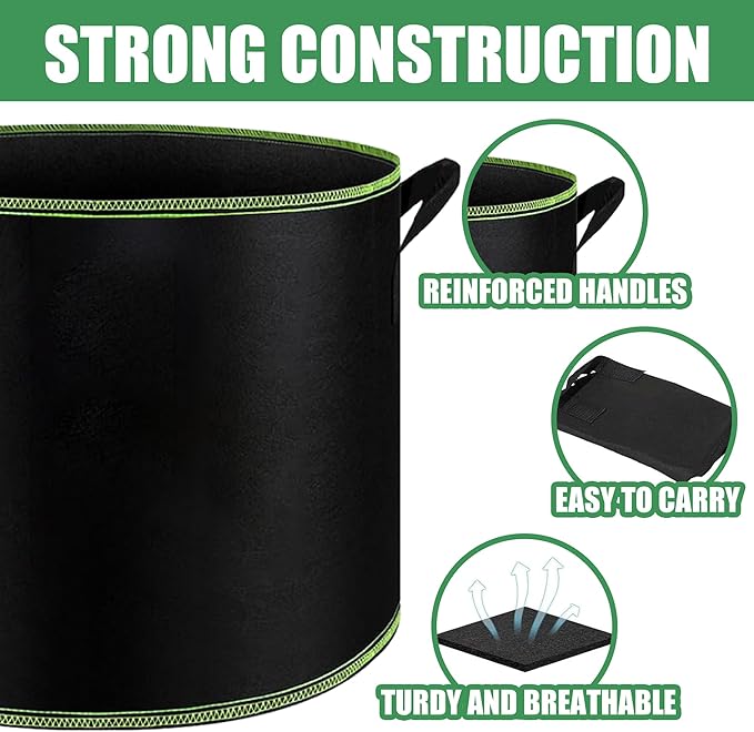1-Pack 100 Gallon Plant Grow Bags, Thickened Nonwoven Fabric Pots with Handles,Sturdy Garden Planters Aeration Gardening Container to for Plants, Vegetables, and Flowers