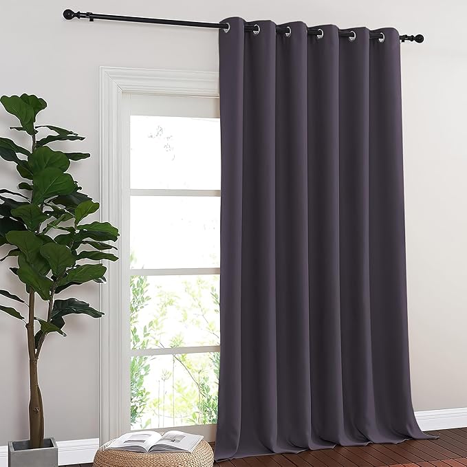 NICETOWN Blackout Curtains - Privacy Thermal Efficiency Backdrop Curtains for Bedroom Room Divider Living Room Patio Sliding Glass Door, Wide 80 x Long 144 inch, Greyish Purple, 1 Panel