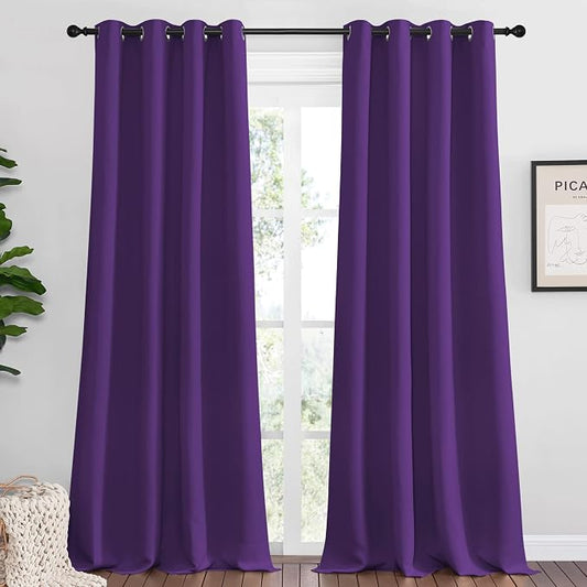 NICETOWN Purple Blackout Curtains 96 inches Long, Niose Reducing and Thermal by NICETOWN