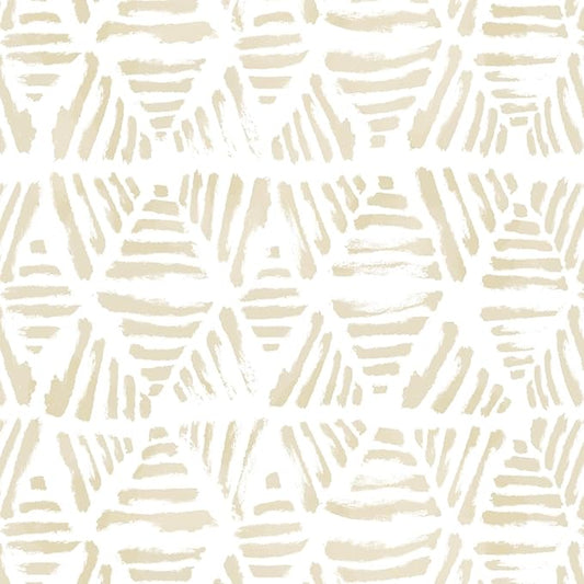 Peel and Stick Wallpaper Boho Wallpaper 17.3" x 393" Geometric Beige and White by Fiula