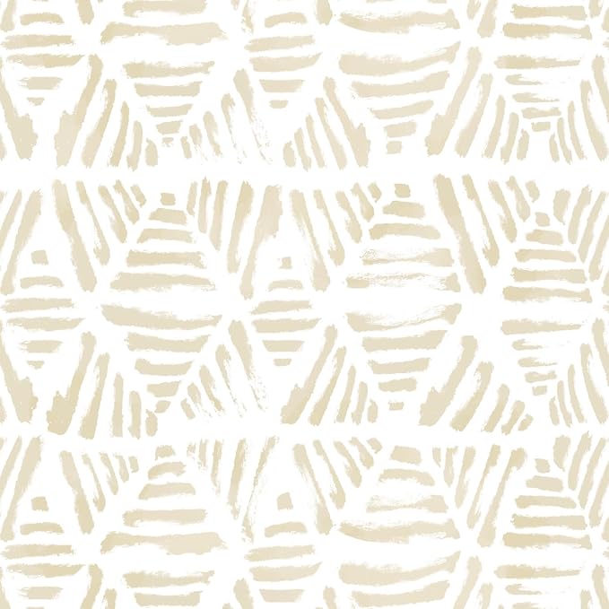 Peel and Stick Wallpaper Boho Wallpaper Geometric Beige and White Contact Paper by Fiula