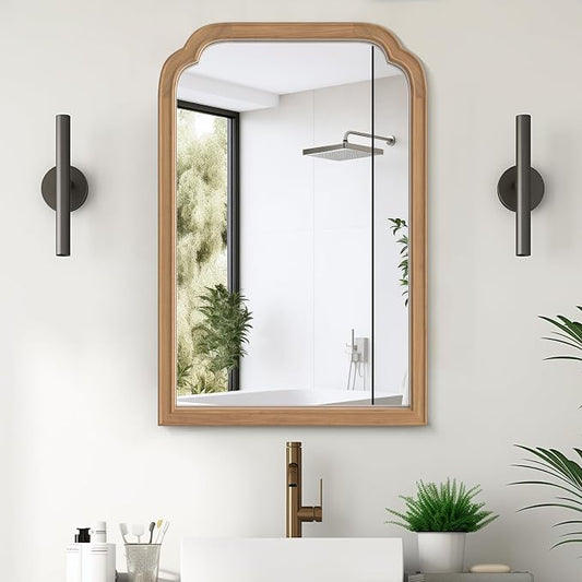 WallBeyond Wood Frame Wall Mirror Rounded Corner Arch Rectangle Mirror by WallBeyond