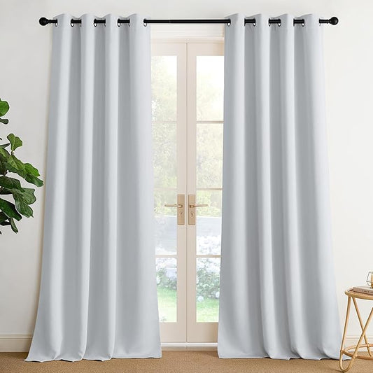 NICETOWN Room Darkening Draperies Curtains Panels, 2 Panels Greyish White W52 x by NICETOWN