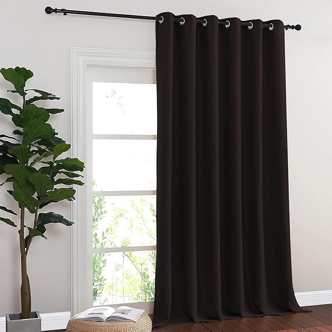 NICETOWN Blackout Curtains & Drapes - Privacy Thermal Efficiency Backdrop Curtains for Bedroom Room Divider Living Room Patio Sliding Glass Door, Wide 80 x Long 144 inch, Toffee Brown, 1 Panel