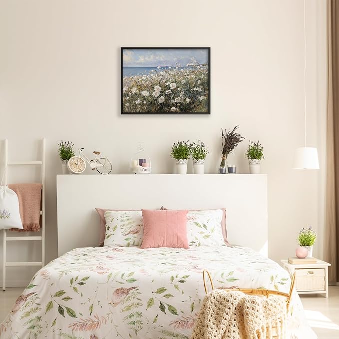 Nature Landscape Wall Art Coastal Wildflower Poster 08x10 inch Black Framed - Image 5