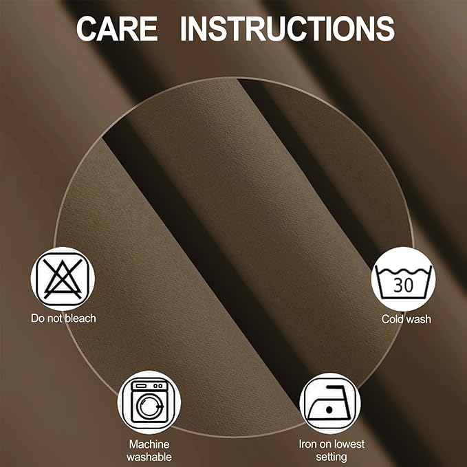 LEMOMO Brown Thermal Blackout Curtains/42 x 72 Inch/Set of 2 Panels Room - Image 4