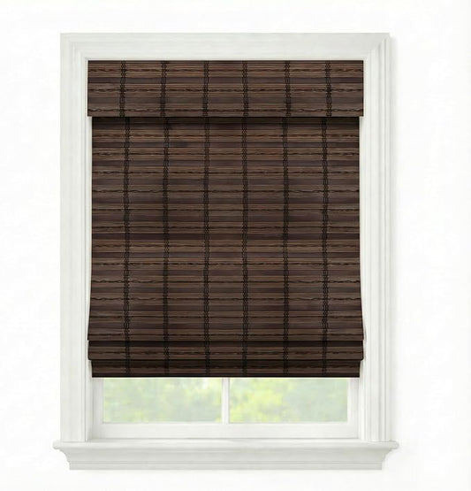 Cordless Woven Wood Roman Shades, 36W x 36H, Sarasota Cocoa, Sizes 20-72 Wide by FirstRateBlinds