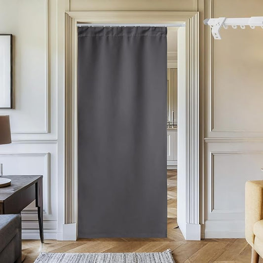 NICETOWN Door Curtain with Adjustable Ceiling Track, W34 x L 80" Thermal by NICETOWN
