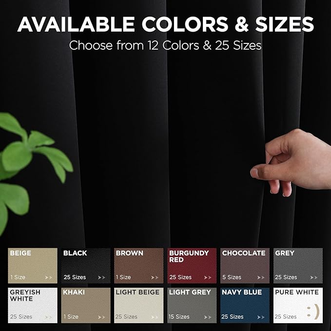 Joydeco Blackout Patio Sliding Door Curtains 84 Inches Long, Grommet Privacy Room Divider Curtains, Extra Wide Thermal Blackout Drapes for Bedroom Living Room (Black, 60Wx84L, 1 Panel)