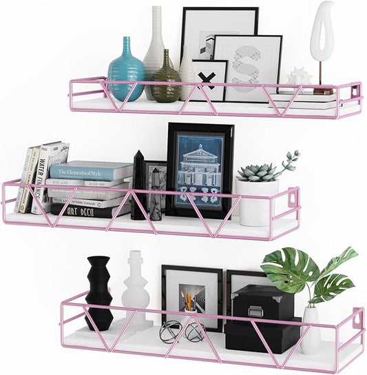 Amaoot Floating Shelves Set of 3, Home Wood Wall Shelf, Farmhouse Shelf by Amoot