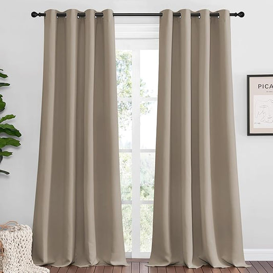 NICETOWN Taupe Blackout Curtains 90" Long by NICETOWN