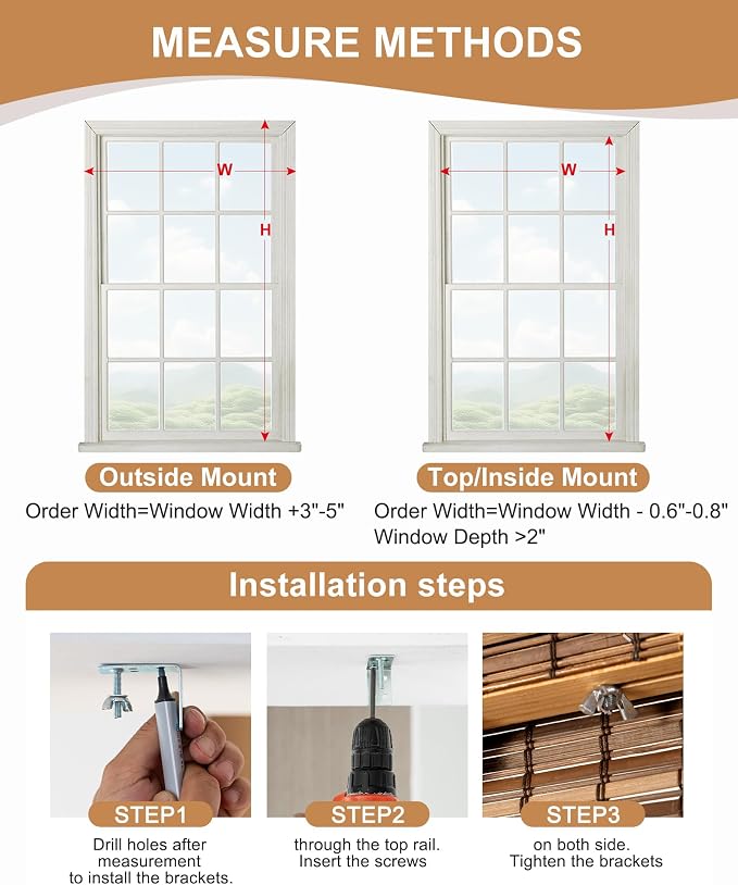 48''W X 72''H Cordless Bamboo Roman Shades - Image 4