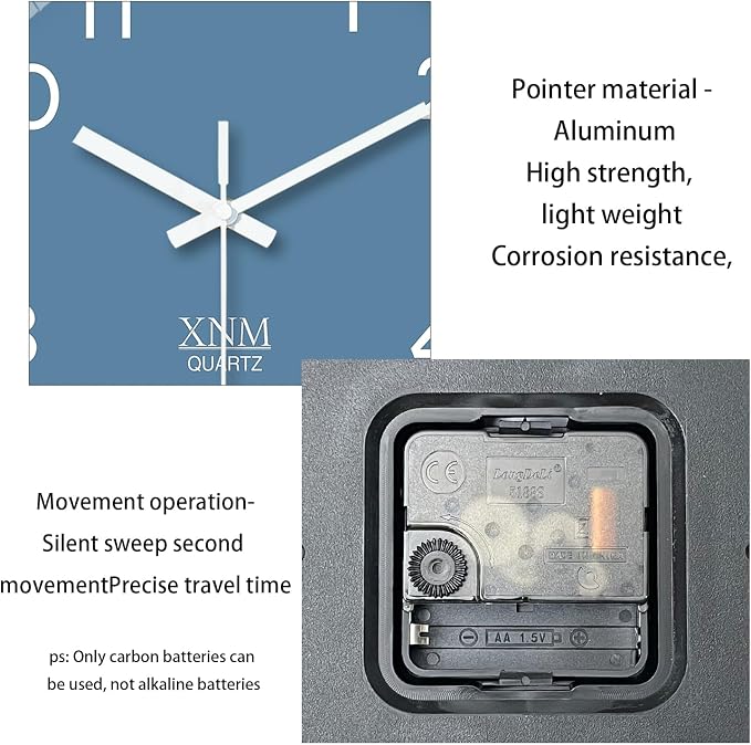 XNM Modern Blue Wall Clocks Battery Operated 10 Inch Classic Analog Clock - Image 8