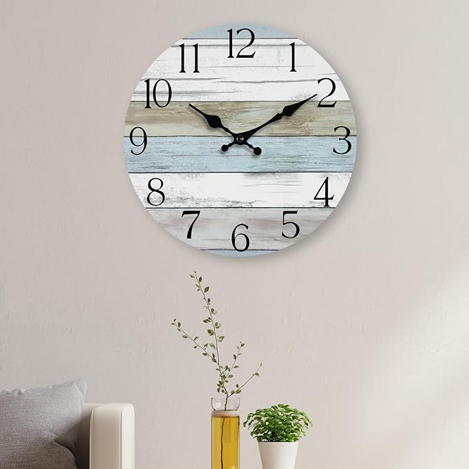 Wall Clock, 12 Inch Wall Clocks Battery Operated Silent Non Ticking, Wooden - Image 8
