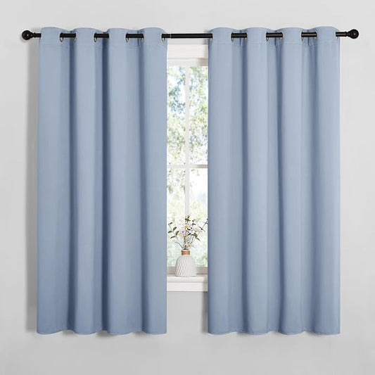 NICETOWN Vintage Blue Blackout Curtains 68 inches Length by NICETOWN