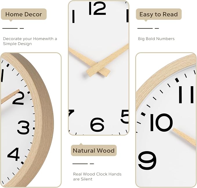 AKCISOT Wall Clock 12 Inch, Boho Office Wall Clocks Battery Operated Non Ticking - Image 5