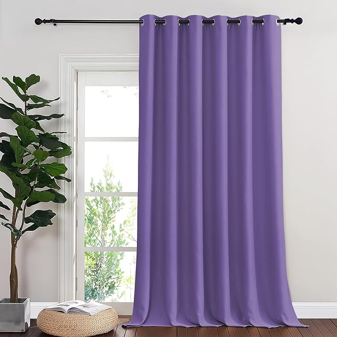 NICETOWN Room Divider Curtain 132 Inches Long, Wide Blackout Sliding Door Curtain for Bedroom, Room Darkening Privacy Window Curtain for Patio Door (1 Panel Set, Lilac Purple, 80 x 132 Inch)