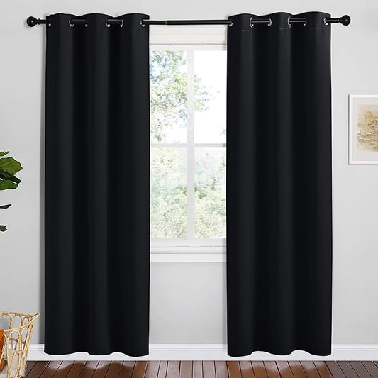 NICETOWN Bathroom Blackout Thermal Curtains and Drapes, 2 Panels, 42 inches by NICETOWN