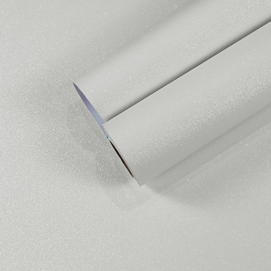 CHIHUT 15.7''x236'' Shimmer Pearl White Glitter Wallpaper Stick and Peel by CHIHUT