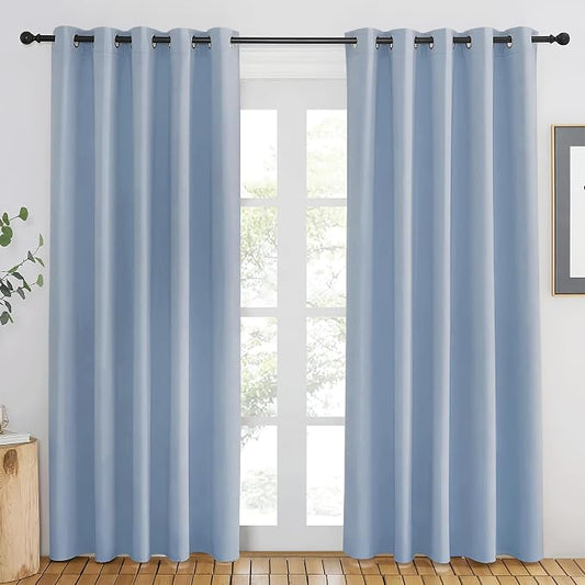 NICETOWN Vintage Blue Blackout Curtains 84 inch Length, Grommet Top Room by NICETOWN