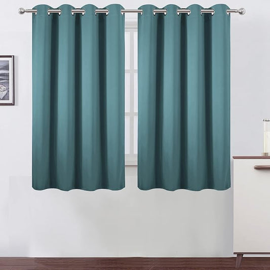 LEMOMO Blackout Curtains 52 x 45 inch/Sea Teal Curtains Set of 2 Panels/Thermal by Lemomo