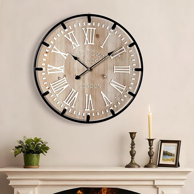 Vantic Farmhouse 24 Inch Extra Large Decorative Wall Clock by Vantic