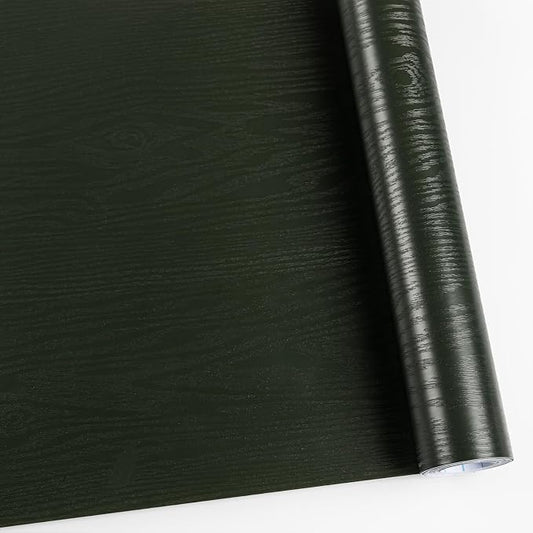 Wood Contact Paper Dark Green Peel and Stick Wallpaper, Thicken No Tear Vinyl by Abyssaly