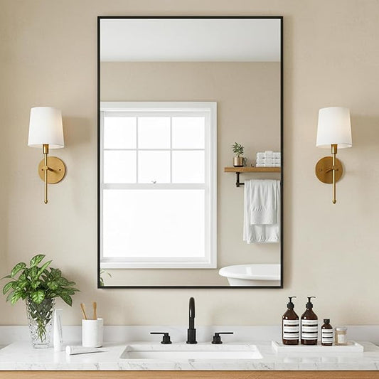 FICTOR Bathroom Vanity Mirror-Black, Shatterproof & Anti-Rust, Wall Mount by FICTOR
