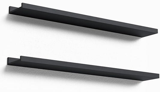 Boswillon 35.4 Inches Long Floating Shelves Wall Mounted, 2 Set Modern Black by Boswillon