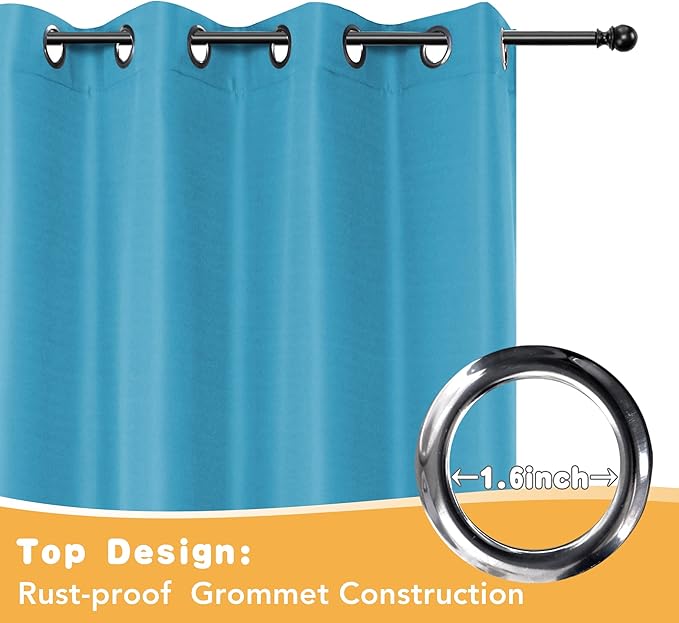 HolidayIdeas Outdoor Curtains for Patio Waterproof, 4 Panels - 54 x 95 Inch - Privacy Protection & Light Filtering Curtains Teal Grommet Outside Curtains for Porch, Gazebo, Pergola, Backyard
