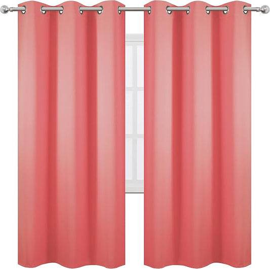 LEMOMO Coral Thermal Blackout Curtains/42 x 72 Inch/Set of 2 Panels Room by Lemomo