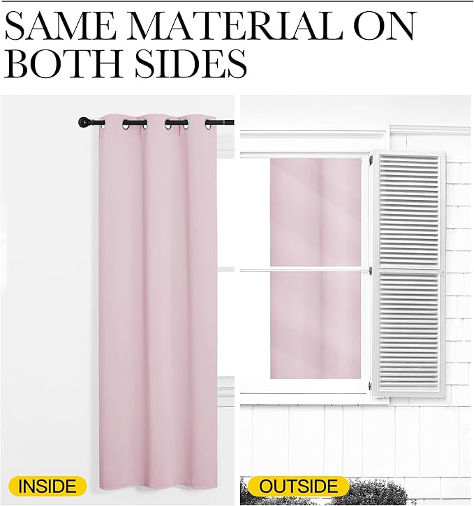 NICETOWN Baby Pink Blackout Curtains 86 inches Length - Image 5