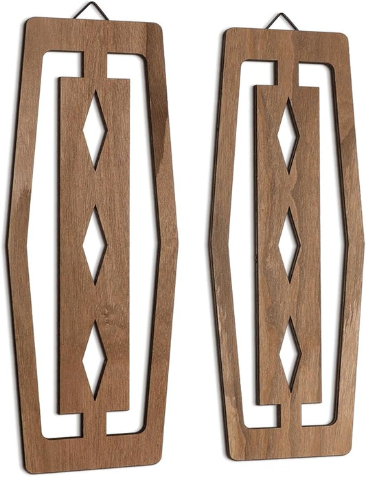 CroBlissful 2 Pcs Modern Mid Century Wall Art Wood Mid Century Elegance Decor by CroBlissful