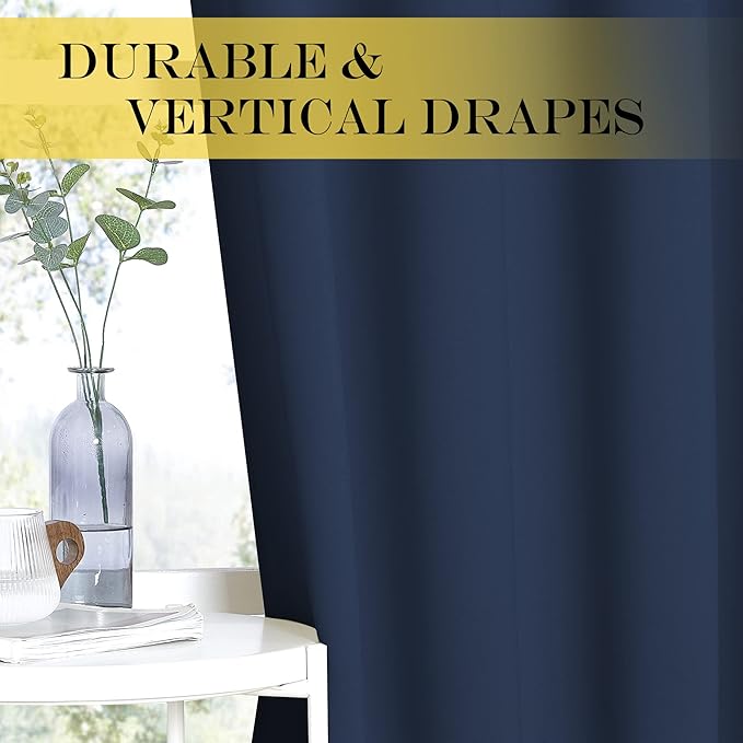 NICETOWN Blackout Curtain Panel - Light Blocking Room Darkening Drape/Drapery for Nursery Room, Ring Top, Navy, 52 inches Wide by 84 inches Long, 1 PC