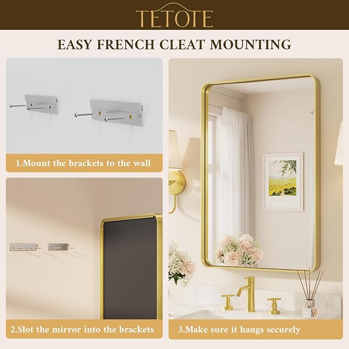 TETOTE 30 x 36 Inch Gold Mirror - Image 7
