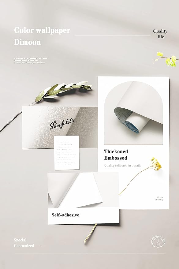 Dimoon 590''x17.7'' White Peel and Stick Wallpaper Contact Paper Modern Self - Image 4