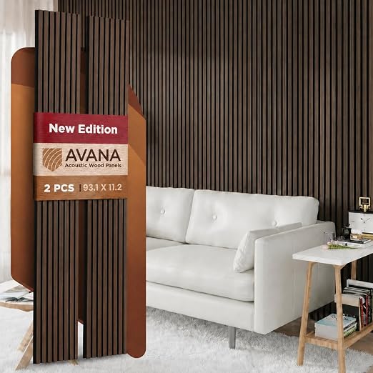 Avana Acoustic Wood Wall Panels –93.2x11.25 Inch Panels – Fits 94x12 Layout – by AvanaHome