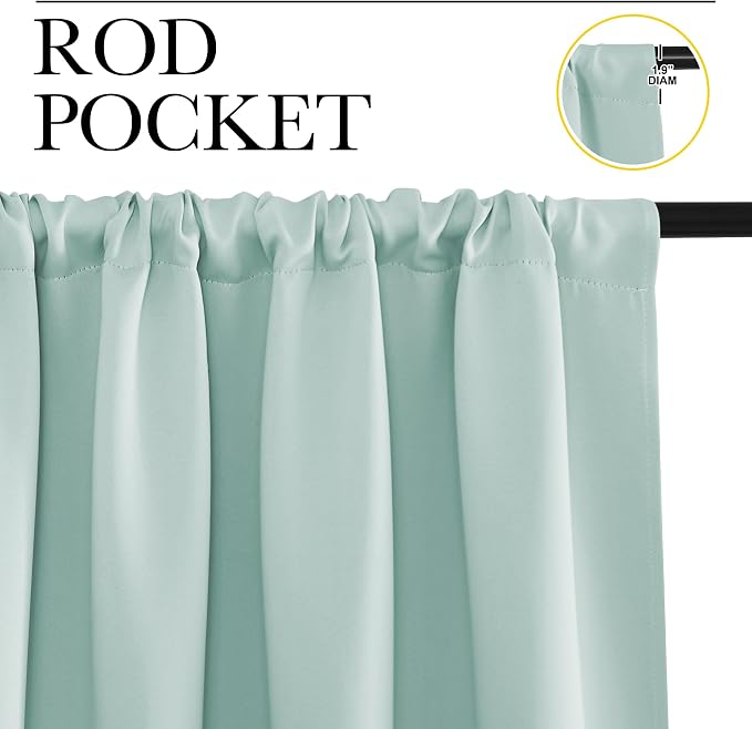 NICETOWN Blackout Curtains for Living Curtains, Aqua Blue, 52 by 63 Inch - Image 2