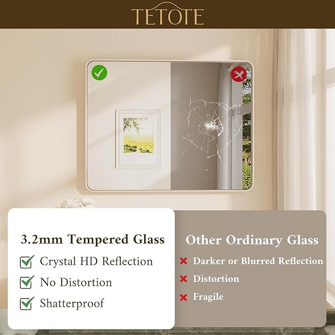 TETOTE Brushed Nickel Bathroom Mirror 16 x 24 Inch - Image 4