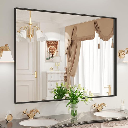 LOAAO Black Bathroom Mirror 48"X30" by LOAAO