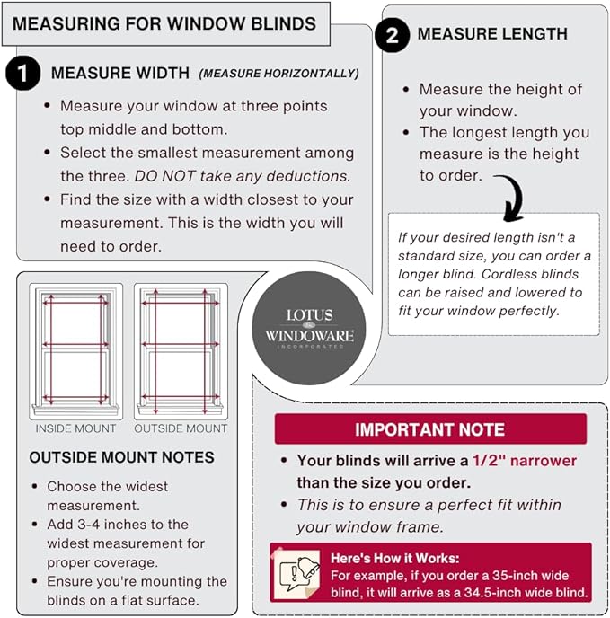 LOTUS & WINDOWARE Cordless Mini Blind, 58.5" Wide x 48" Long - Image 6