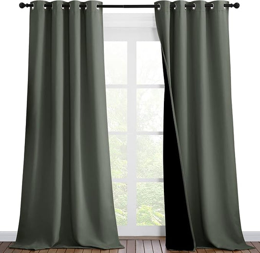 NICETOWN Dark Mallard Blackout Curtains 90 inches Long, Full Light Blocking by NICETOWN