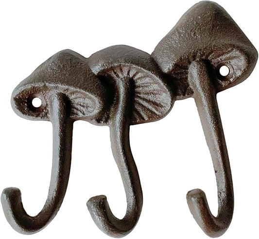 Rustic Mushroom-Shaped Decorative Wall Hook Rack Hangers by Zorues